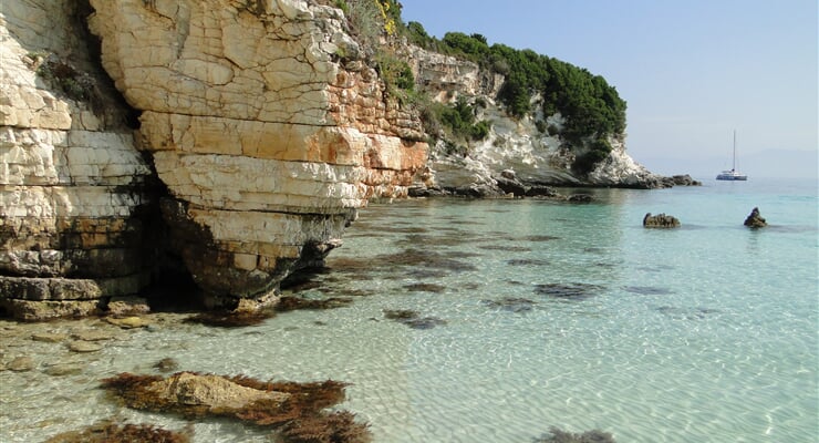 paxos, beach, rocks, řecko, jónské ostrovy