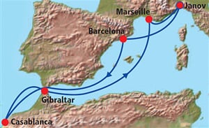 Janov - Casablanca - Gibraltar - plavba