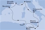 Trasa Itálie, Francie, Španělsko, Tunisko, Malta, Itálie_2009