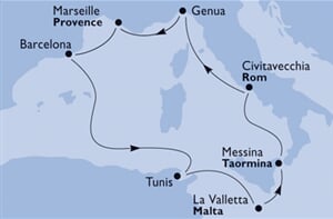 MSC Splendida - Itálie, Francie, Španělsko, Tunisko, Malta, Itálie