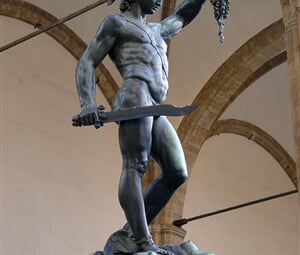 Florencie - Statue of Perseus slaying Medusa - Loggia_ del Lanzi (Piazza della Signoria, Firenze,