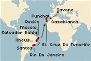 Costa Pacifica - Brazílie, Kanárské ostrovy, Madeira, Maroko