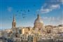 Valetta city buildings with birds flying over them, Malta_shutterstock_253387891