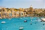 many little yachts and boats from plan wiev to the bay near Valletta in Malta_shutterstock_299949458