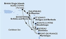 MSC Preziosa - Martinik, Guadeloupe, Panenské ostrovy (British), St. Maarten, Dominika, Sv.Kryštof a Nevis, Antigua a Barbuda