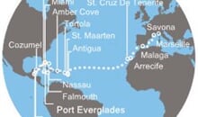 Costa Deliziosa - Florida (USA), Kajmanské ostrovy, Belize, Mexiko, Bahamy, Panenské ostrovy, Antily, Kanárské ostrovy, Španělsko, Francie, Itálie (Fort Lauderdale)