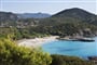 Panorama pláže, Chia, Sardinie