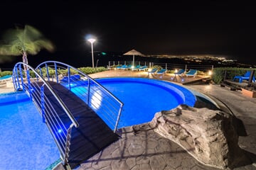 swimming, bridge, night