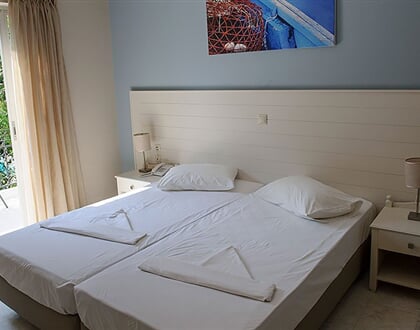 Hotel Kalydna Island: fotografie vybavení exteriérů a interiérů ubytování.