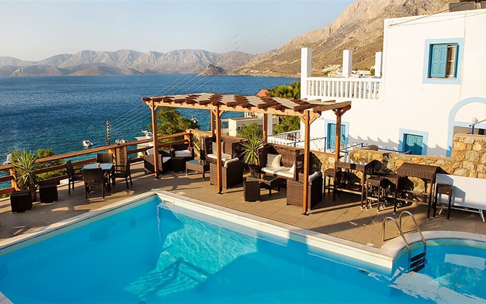 Aparthotel Kalymnos Village: fotografie vybavení exteriérů a interiérů ubytování.