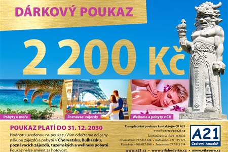A21 - Dárkový poukaz v hodnotě 2200 Kč