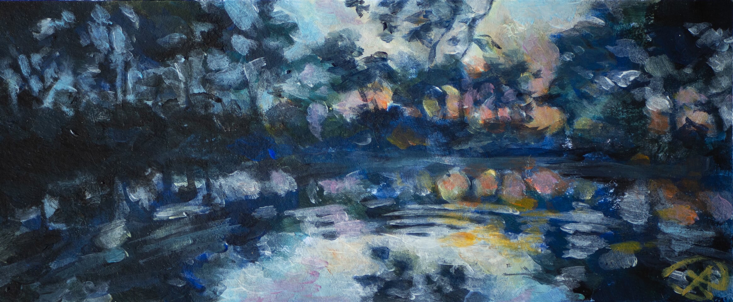 Water surface with skies