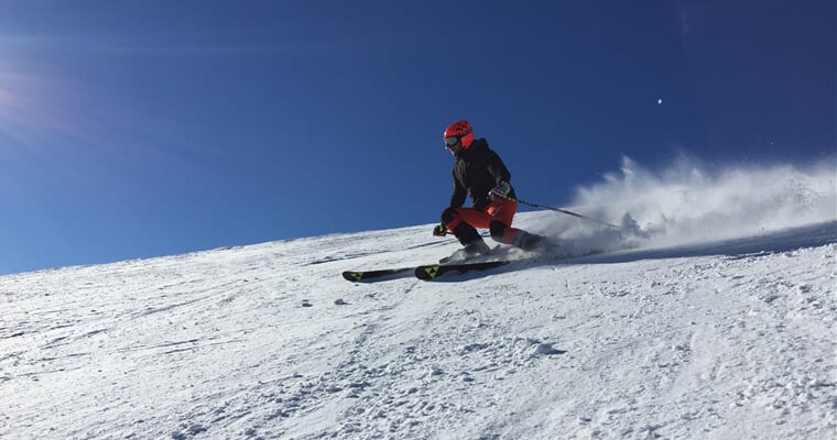 ski, blue sky, sky, lyžování, lyžař, sjezdovka