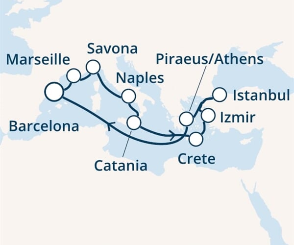 Costa Diadema - Španělsko, Francie, Itálie, Řecko, Turecko (z Barcelony)