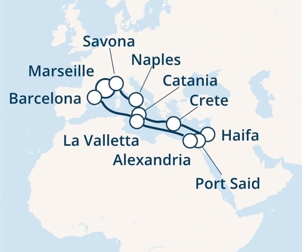 Costa Diadema - Francie, Itálie, Řecko, Izrael, Egypt, ... (z Marseille)