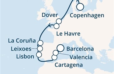 Costa Fascinosa - Dánsko, Velká Británie, Francie, Španělsko, Portugalsko (z Kodaně)