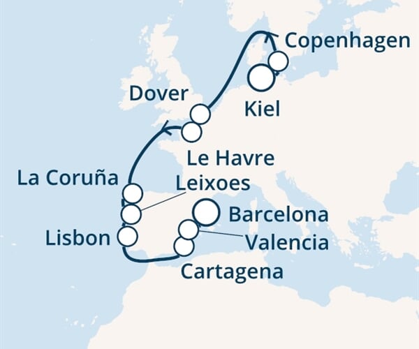 Costa Fascinosa - Německo, Dánsko, Velká Británie, Francie, Španělsko, ... (z Kielu)