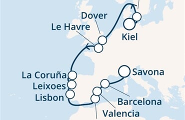 Costa Fascinosa - Německo, Dánsko, Velká Británie, Francie, Španělsko, ... (z Kielu)