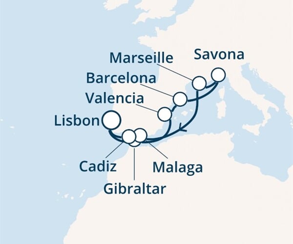 Costa Fascinosa - Portugalsko, Velká Británie, Španělsko, Itálie, Francie (z Lisabonu)