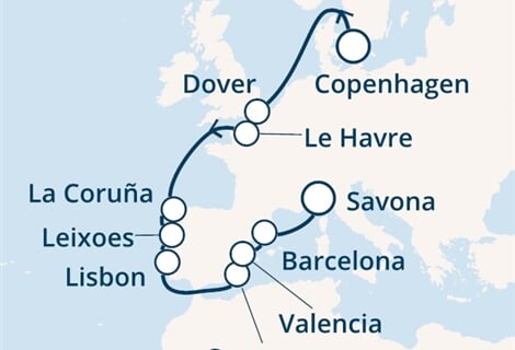 Costa Fascinosa - Dánsko, Velká Británie, Francie, Španělsko, Portugalsko, ... (z Kodaně)
