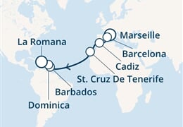 Costa Pacifica - Francie, Španělsko, Nizozemské Antily, Dominika, Dominikán.rep. (z Marseille)