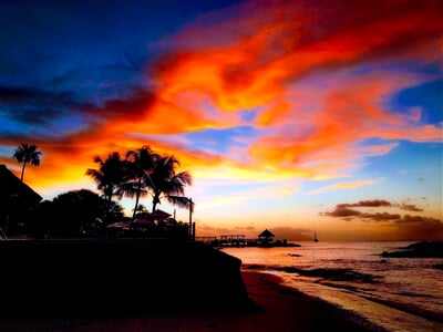 Západ slunce nad souostrovím Seychely