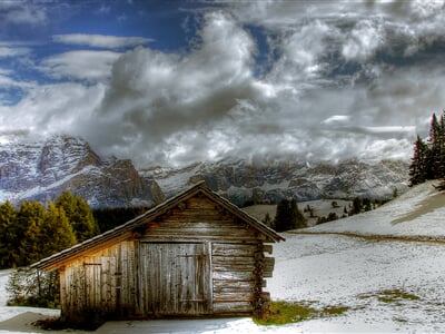 Chladné zimy v oblasti Alta Badia