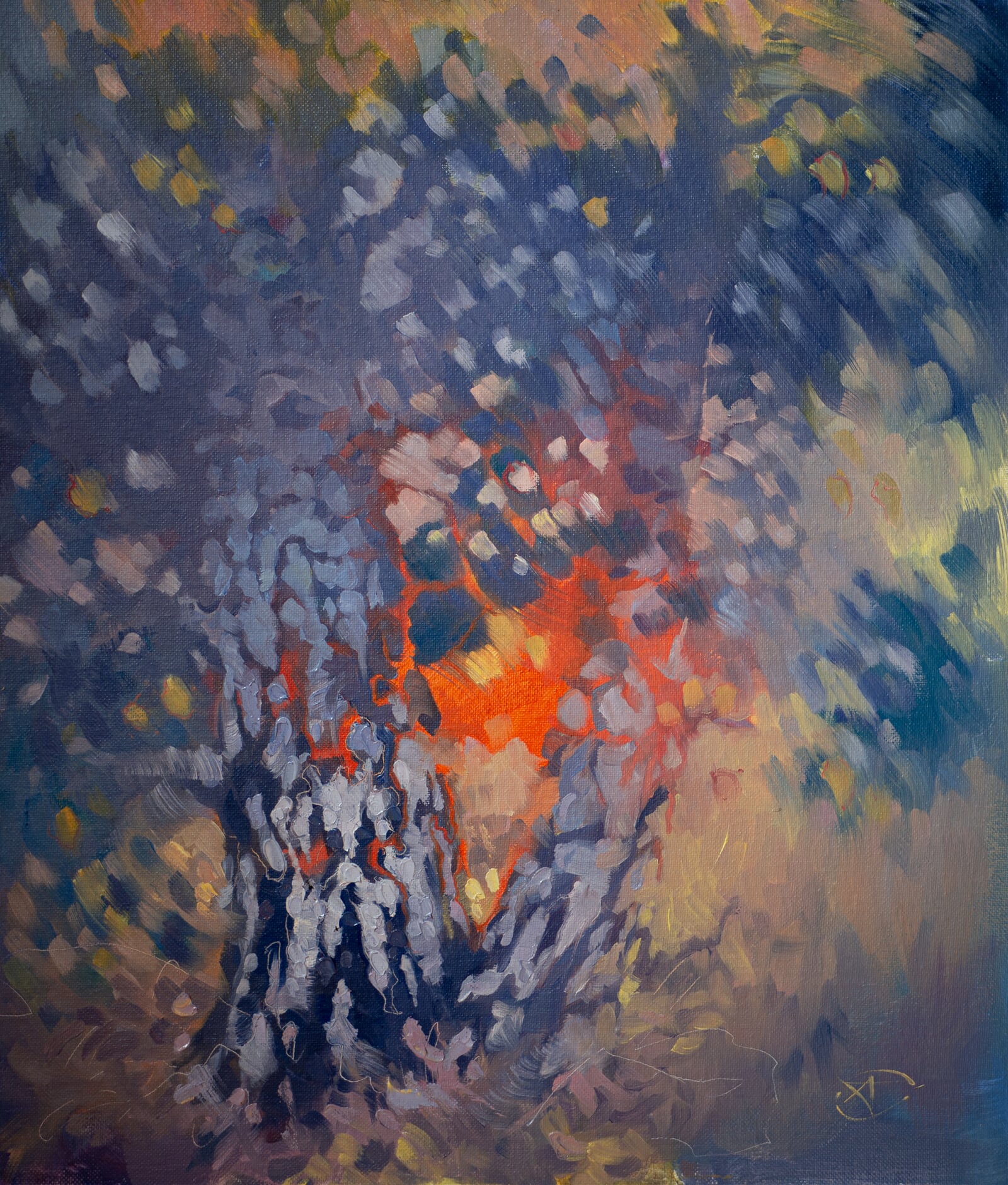 Adéla Topolová: Tančící břízy, 35 × 30 cm