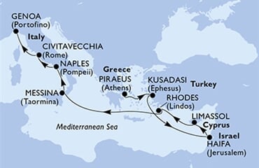 MSC Lirica - Řecko, Turecko, Izrael, Kypr, Itálie