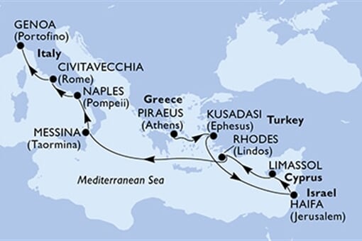 MSC Lirica - Řecko, Turecko, Izrael, Kypr, Itálie