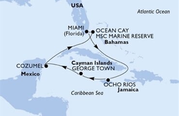 MSC Seashore - USA, Jamajka, Kajmanské o., Mexiko, Bahamy (z Miami)