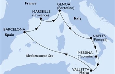 MSC Seaview - Itálie, Malta, Španělsko, Francie (Messina)