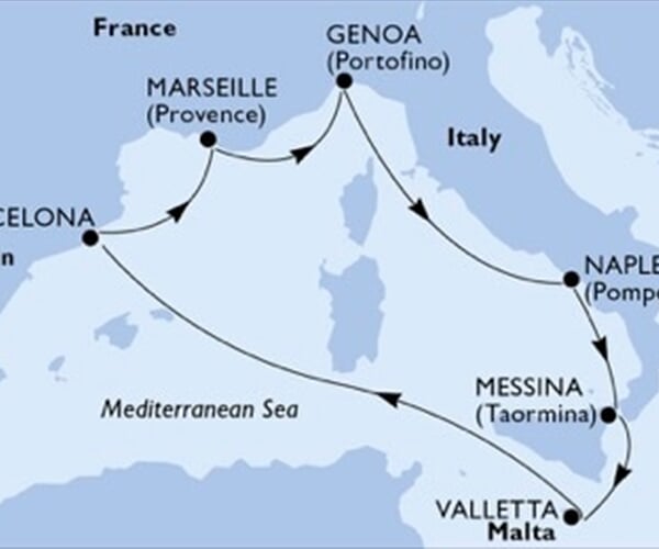 MSC Seaview - Itálie, Malta, Španělsko, Francie (Messina)