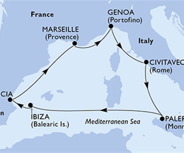 MSC Seaside - Itálie, Španělsko, Francie (z Janova)