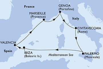 MSC Seaside - Španělsko, Francie, Itálie (Valencie)