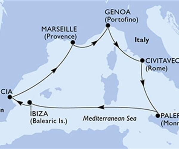 MSC Seaside - Španělsko, Francie, Itálie (Valencie)