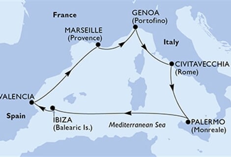 MSC Seaside - Itálie, Španělsko, Francie