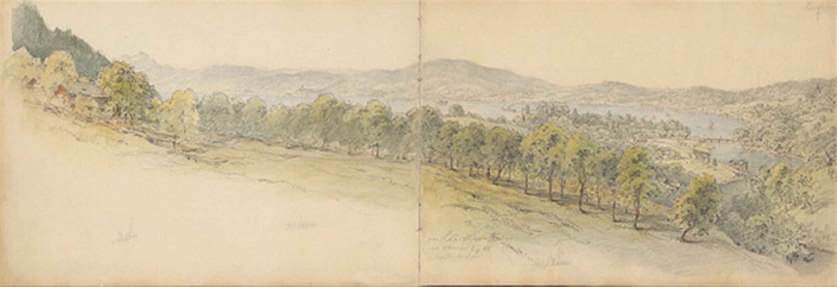 Panoráma krajiny z južného Rakúska. Schärfling