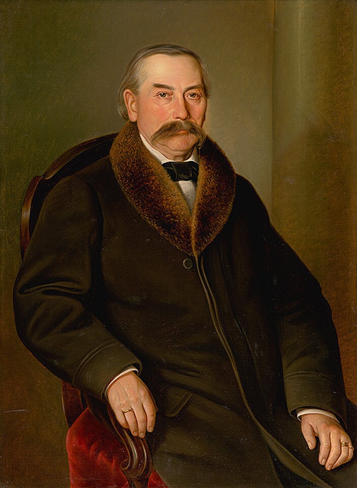 Samuel Daniel Benjač. Portrét muža v kožuchu