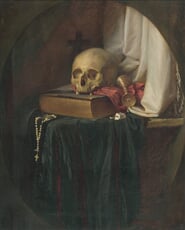 Zátišie s lebkou a knihou