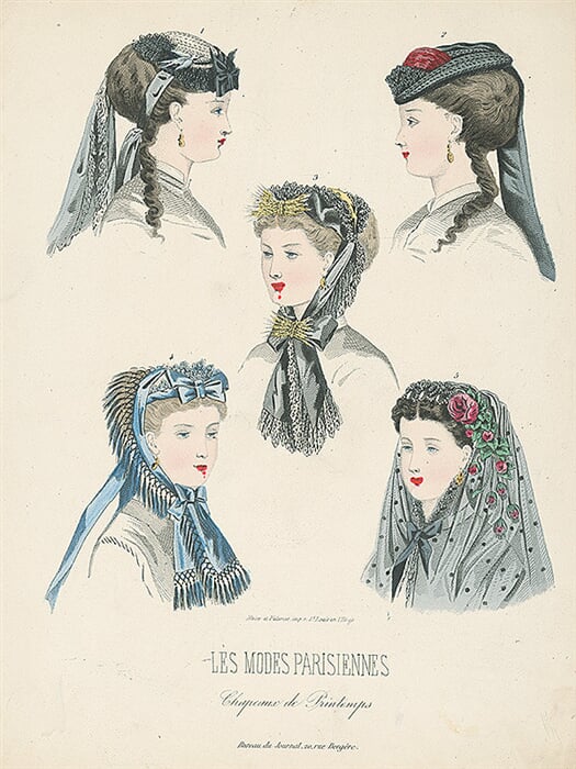 List z módneho časopisu Les Modes Parisiennes. Jarné klobúky