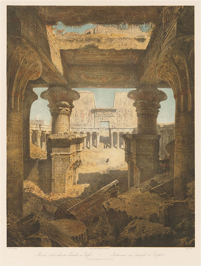 Interiér chrámu v Edfu