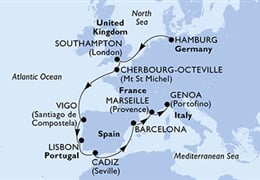 MSC Magnifica - Německo, Velká Británie, Francie, Španělsko, Portugalsko, ... (Hamburk)