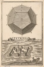 Geometrická figúra a pohľad na pevnosť Petrinia (Petrinja)