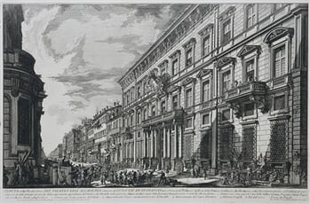 Pohľad na Palazzo Mancini na Via del Corso v Ríme