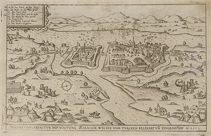 Mesto Szolnok obliehané Turkami roku 1552