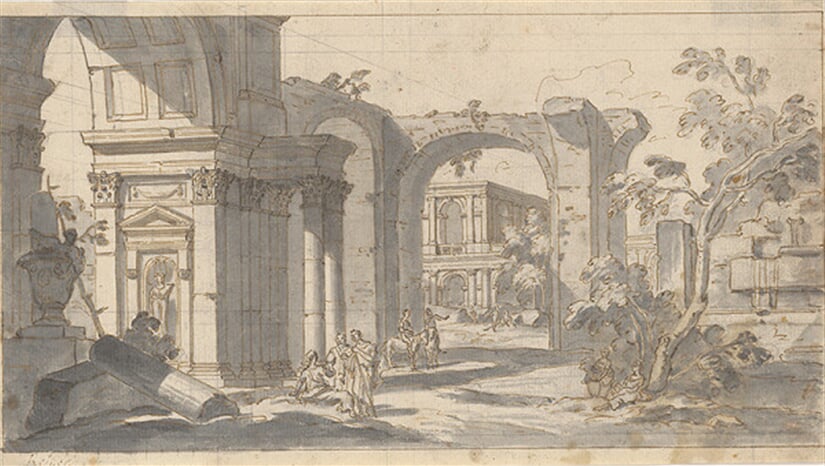 V ruinách antickej architektúry – capriccio