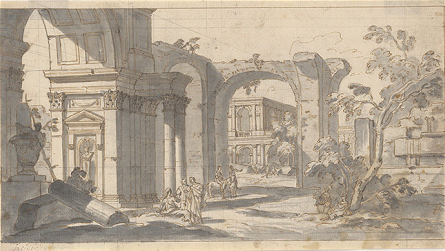 V ruinách antickej architektúry – capriccio