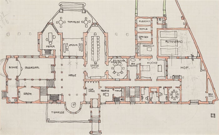 Půdorys paláce Stoclet v Bruselu