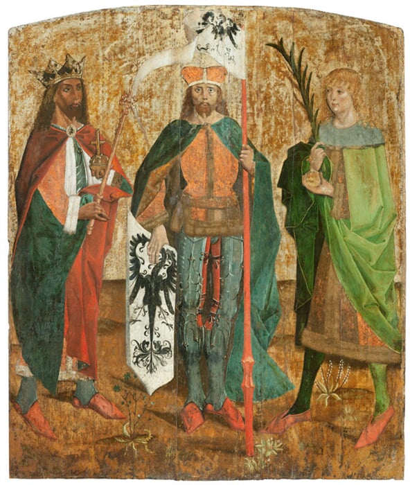 Deska s českými zemskými patrony - Sv. Václav, sv. Vít a sv. Zikmund